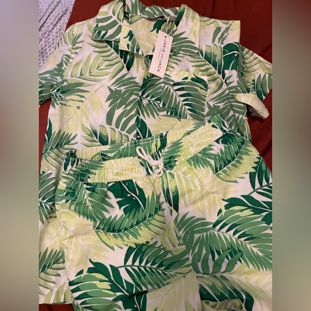 Janie and Jack Boy Bosphorus Palm Leaf Print
